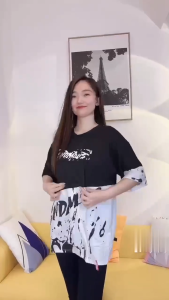 Short-Sleeved T-shirt Splash ink Print Loose Style Hip Hop new style T-shirt for Men