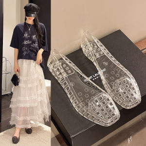 Women Summer Crystal Jelly Square-Toe Slip-On Sandals Breathable Outdoor Beach Mules Soft Lazy Shoes Everyday Casual sandals
