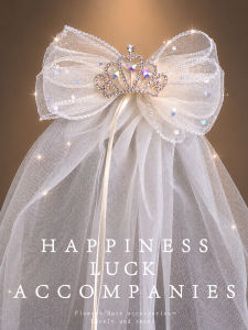 WAMEN | First Birthday Fairy-tale Crown Hair Clip Bow Netting Veil