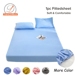 Dansunreve Thicken Plain Fittedsheet Soft Smooth Solid Color Fitted Bedsheet Mattress Protector Queen/King