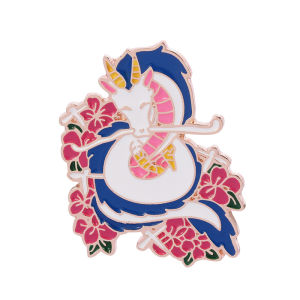 Dragon Enamel Pin Cute White Dragon With Pink Flowers Lapel Brooch Badge Studio Ghibli Anime Jewelry Gift