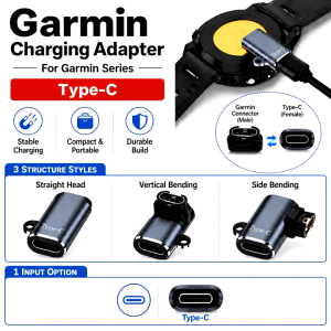 For Garmin Watch Charging Adapter Type-C Fenix 9 8 7 Pro Forerunner Venu Series/ Smartwatch Charger / Converter Port