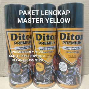 Pilok Cat Diton Premium Paket Lengkap 3 Klg Master Yellow Kuning Tua 9431 Primer Grey Epoxy 9120 Clear Glossy 9128 400cc Pilox Paketan Cat Semprot Special Spray Paint