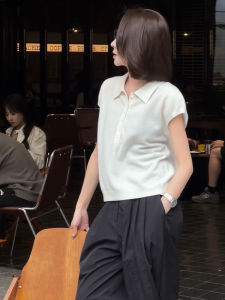 YUFUQING | White Short Sleeve POLO Collar T-Shirt Korean Style Commute Womens Fashion Classy Lightweight Luxury Office Age Reduction Top