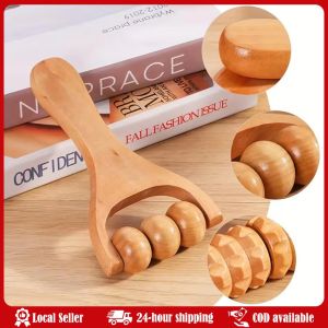 Massage Roller Tool Waist Thigh Leg Hands Full Body Massager Pure Pear Wood Lightweight Natural Muscle Roller Wooden Roller Massager Neck Shoulder and Leg Universal Hand Massager Massage Tool Foot Massager