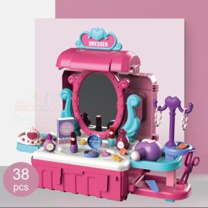 Girls Pretend Play Makeup Toys [75cm- Dresser Table Set ] Kids Make Up Suitcase Toolbox Playset Mainan Budak Perempuan