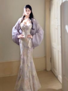 CHANGTONG | Unique Elegant Flattering Two-Piece Dress Set With Wrap And Strap