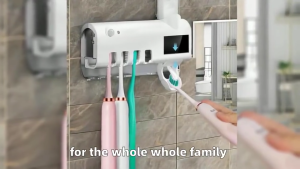 UV-C Toothbrush Sterilizer with Automatic Dispenser / Holds Up to 4 Toothbrushes / Easy Installation – No Drilling Required