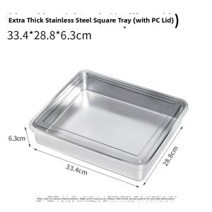 Household & Commercial Stainless Steel Rectangular Pot With Lid Flat Bottom
