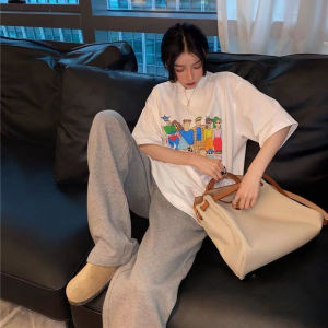 Summer Sleepwear Womens Pure Cotton Loose Short Sleeve Long Pants Two-Piece Set Casual Home Clothes Comfortable Breathable