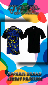 Kaos Jersey Sport Running Tempur Series 26 Warna Solid Hitam/Biru