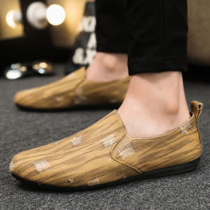 รองเท้าลำลองผู้ชาย ฤดูร้อน 2025 รองเท้า Loafers แบบสวมสบาย สไตล์อังกฤษ ระบายอากาศได้ดี รองเท้า Loafers สวมใส่สบาย รองเท้าผ้าฝ้าย