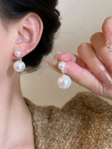 ต่างหูไข่มุกแฟชั่นสำหรับผู้หญิง ต่างหูสไตล์ฝรั่งเศสแบบดั้งเดิมพร้อมโบว์ เครื่องประดับหูแบบใหม่สุดเก๋จากจีนแผ่นดินใหญ่