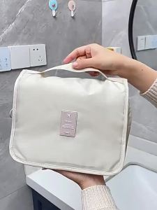 1PC Trắng Vải Oxford Túi Đựng Đồ Có Thể Gập Lại Thân Thiện Với Môi Trường Treo Trang Điểm Du Lịch Túi Vệ Sinh Hình Chữ Nhật Đồ Lặt Vặt Nhà Tổ Chức