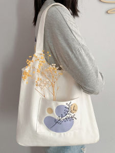 Large Capacity Canvas Shoulder Bag for Students And Office Workers Commuting Handheld Tote Bag with Magnetic Buckle Closure