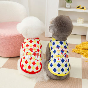 DY Loving Pet Vintage Poker Style Shirt Kitten Puppy Plaid Decoration Outfit Poodle Shihtzu Teddy Cat Breathable Clothing