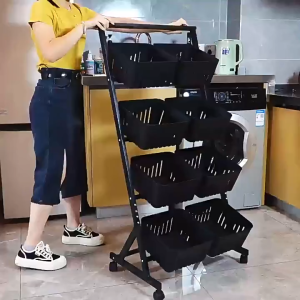 Multi-Layer Vegetable Storage Rack – 360° Rolling Organizer with Removable Baskets Heavy-Duty & Space-Saving