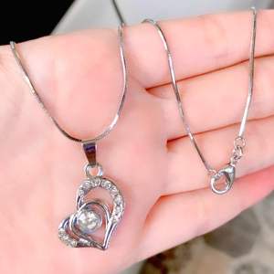 KALUNG TITANIUM SILVER LOVE MATA 45CM ANTI LUNTUR