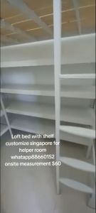 Loft bed with shelf customize singapore/helper room/bomb shelter/store room/unity