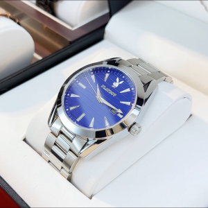 [ของแท้ 100%] PLAYBOY นาฬิกาผู้ชายแฟชั่นปฏิทินกันน้ํา Luminous Quartz สายสแตนเลสหน้าปัดแก้วแร่ขนาด 41 มม.