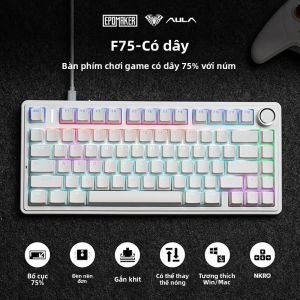 Bàn Phím Chơi Game Có Dây Aula F75 RGB Backlit 75% Cơ Học Keycap Có Thể Thay Thế Nóng Cấu Trúc Gasket Có Núm Xoay Dùng Cho Văn Phòng