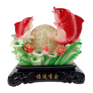Jade-Like Resin Fortune Fish Statue Wealth & Abundance Feng Shui Decor Good Lucky Gifts