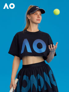AO | Breathable Letter Gradient Print Loose T-Shirt
