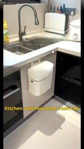 10L Wall Mounted Hanging Trash Bin For Kitchens Cabinet Door With Lid Kitchen Trash Bins Garbage Can Counter Bins Trash Can