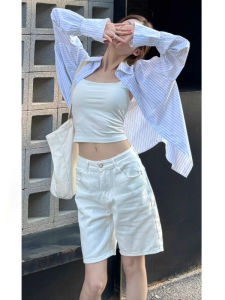 DVDK | American White Denim Shorts High Waisted Casual