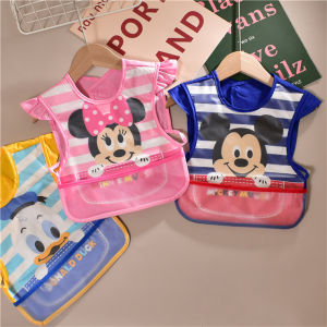เสื้อกันเปื็อนเด็ก ลายการ์ตูนดิสนีย์ EVA+โพลีเอสเตอร์ (ผ้านิ่มและกันน้ำได้) สวมใส่ง่าย ล้างทำความสะอาดง่าย ผลิตภัณฑ์มีถาดรองเศษอาหารกันเลอะ