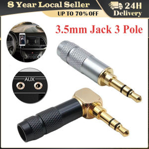 3.5mm Jack 3 Pole Audio Plug Earphone Splice Adapter DIY HiFi Stereo Headphone Solder Wire Connector 90 Degree Bend Plug