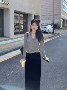 เสื้อยืดคอกว้างแขนยาวทรงสลิมฟิต Mays Cloud Sensation Comfortable Tencel Wool Lace Inner Wear Sweet Style Autumn Season