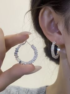 Small Pieces of Silver Hoop Earrings French Minority Stylish Frosty Style Stud Earrings Fancy Elegant Circle Earrings Ear Clip