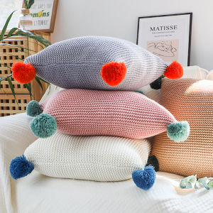 Nordic Style Knitted Pillow Living Room Sofa Core Ball Pure Color Cushion Home Textile Decorative Square Pillow Case