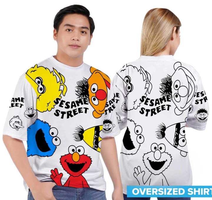 Plus size cartoon character t-shirt back to back print comics
