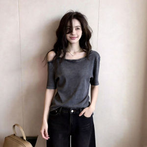 DUOFEIYAN | Off-shoulder Short Sleeve Stylish Loose Tee