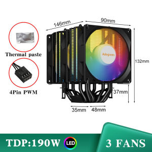 RGB CPU Cooler AM4 6 Heat Pipe Silent CPU Air‑Cooling Fan For LGA1700 1200 115X 2011 1366 X79 775 X99 AMD  AM5 Ventilador