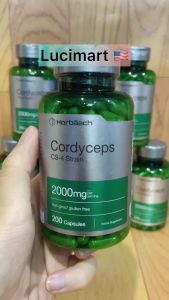 Viên uống đông trùng hạ thảo Cordyceps Mushroom 2000mg Horbaach hũ 200 viên [Hàng Mỹ]
