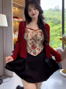 Retro Large Size Womens Knit Sweater Set with Long Sleeve and Scarf for Autumn/Winter Plus Size Fashionable Hiding Fat Clothing