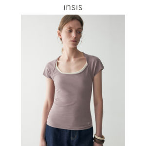 INSIS FEMME | Summer Classic Square Neck Puff Sleeve Slim T-Shirt