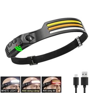 Đèn Pha Cảm Biến LED USB Có Thể Sạc Lại Đa Chức Năng 1-10 Chiếc Đèn Pin Đeo Đầu Cho Cắm Trại Ngoài Trời Câu Cá Săn Bắn Với Đèn Làm Việc COB