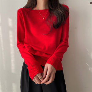 เสื้อสเวตเตอร์ถักคอตั้งแขนยาวนุ่มสบายสไตล์เกาหลีสำหรับผู้หญิง ฤดูใบไม้ร่วง 2025 เสื้อชั้นในทรงเข้ารูป ทรงเข้ารูป แขนยาว ปกติ