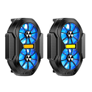 Dual Fan Portable Game Heat Sink Plug-in/Rechargeable Cooling Case Type-C with Blue Light for Android Smartphones iPhone