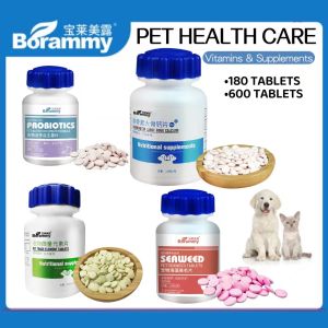 Pet Dog Supplement Cat Vitamin Multivitamin Probiotics Beauty Hair Bulu Bone Calcium 180pcs