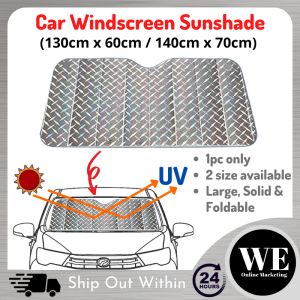 (Ready Stock) Diamond Car Windscreen Sun Visor - Large Solid Thick Silver Reflector Car Windshield Sun Shade Windscreen Sunshade Reflect Sunlight Reduce Heat 130cm x 60cm / 140cm x 70 cm Perodua Proton Toyota Honda SUV Kereta Pelindung Cahaya Matahari