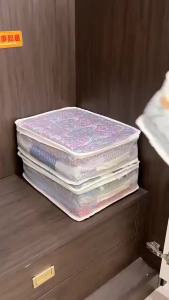 WHPHous | Clothing Storage Organizer Bins 4 Pack Transparent Mesh Zipper Closure Portable Handle for Kids Clothes Storage