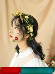 Korean Style Eternal Flower Wedding Headpiece Dry Flower Hair Accessory for Bridal Photoshoots And Studio Photography Props