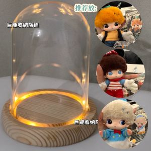 Pomfaoma SP Light Axis Storage Box Vinyl Plush Retractable Door Glow-in-the-dark Glass Cover Protection Cylindrical Display Stand