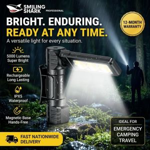 Smiling Shark | Smiling Shark COB Flashlight Super Bright Magnetic Work Light 180° Flip Foldable Headlight 4Modes Type-C Rechargeable GZ5108