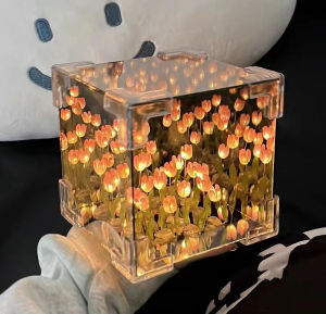 Creative DIY Tulip Flower Sea Cube Three-Dimensional Small Night Lamp Material Package for Girlfriend